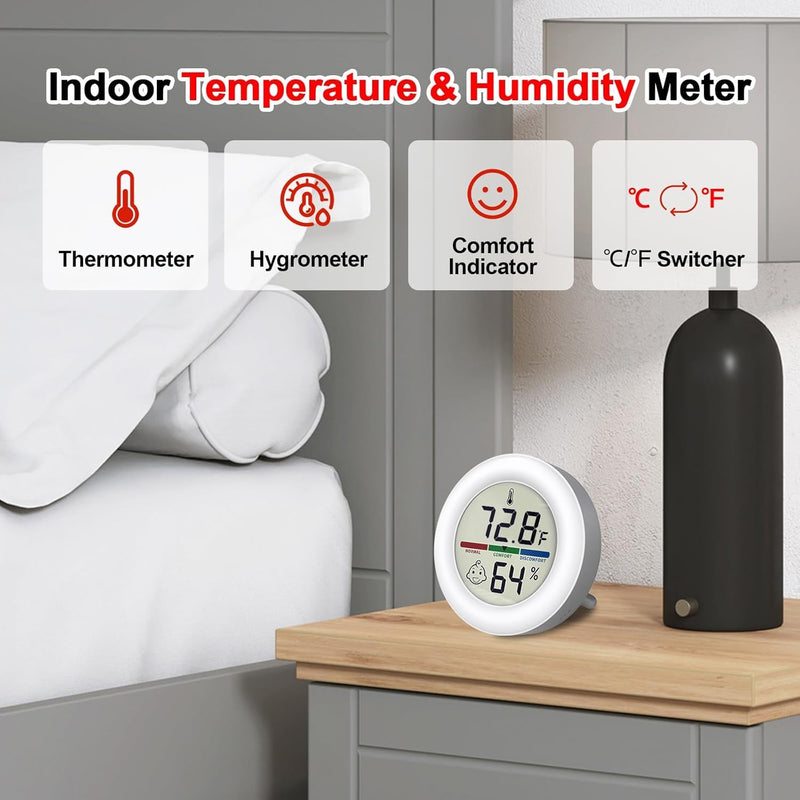 Reptile Tank Thermometer, Mini Digital Hygrometer Thermometer Gauge, Indoor Outdoor Temperature Humidity Meter for Greenhouse Humidors Incubators Reptile Terrarium Jars, Fahrenheit (℉) or Celsius(℃) Upgraded Version - PawsPlanet Australia