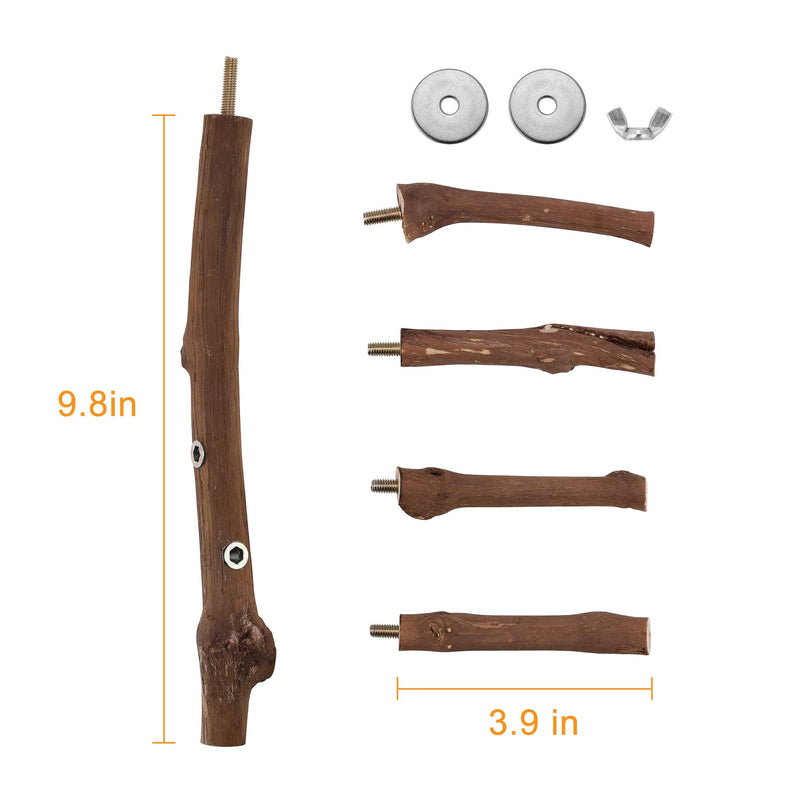 Bird Perch Stand Toy, Natural Grapevine Wood Parrot Perch Bird Cage Branch Accessories for Parakeets Cockatiels Conures Macaws Finches Love Birds(9.8" Length) 9.8"Length - PawsPlanet Australia
