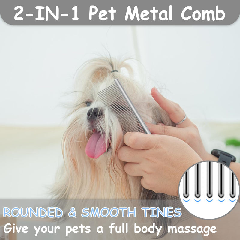 7 Pack Pets Grooming Brush Comb Kit,Double-Side Deshedding Dematting Dog Brush,Undercoat Rake for Dogs & Cats,with Metal Comb,Flea Comb,Open Knot Comb,Fine-Teeth Comb,Tear Stain Remover Comb Pet Combs with Deshedding Brush - PawsPlanet Australia
