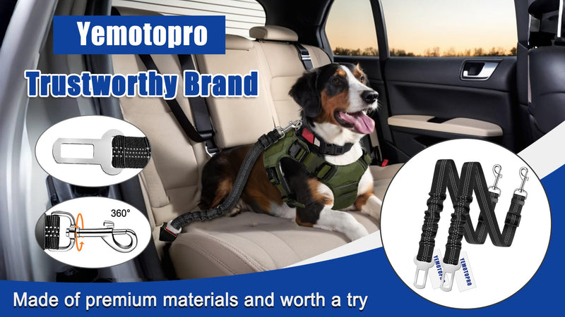 Dog Seat Belt Upgraded Dog Seat Belt for Car with Elastic Band, 360° Adjustable Dogs Harness Leash Tether, Universal Black, 2 Pack Dogs Seat Belts for Dogs - PawsPlanet Australia