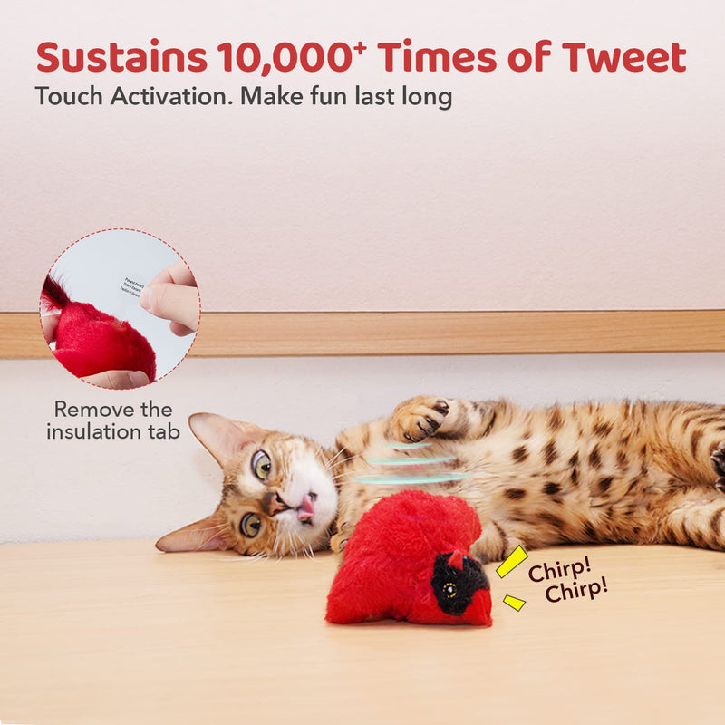 Potaroma Cat Toys Chirping Birds 2 Pcs with Catnip SilverVine, Interactive Cat Kicker, Lifelike Birdie Tweets, Indoor Kitty Kitten Exercise Toys 4.0" - PawsPlanet Australia