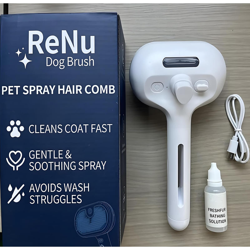 Fresh Fur Shower Brush, 3-in-1 Self-Cleaning Steamy Pet Brush for Dogs & Cats – Grooming Tool for Long & Short Hair, Removes Loose Hair & Reduces Shedding - PawsPlanet Australia