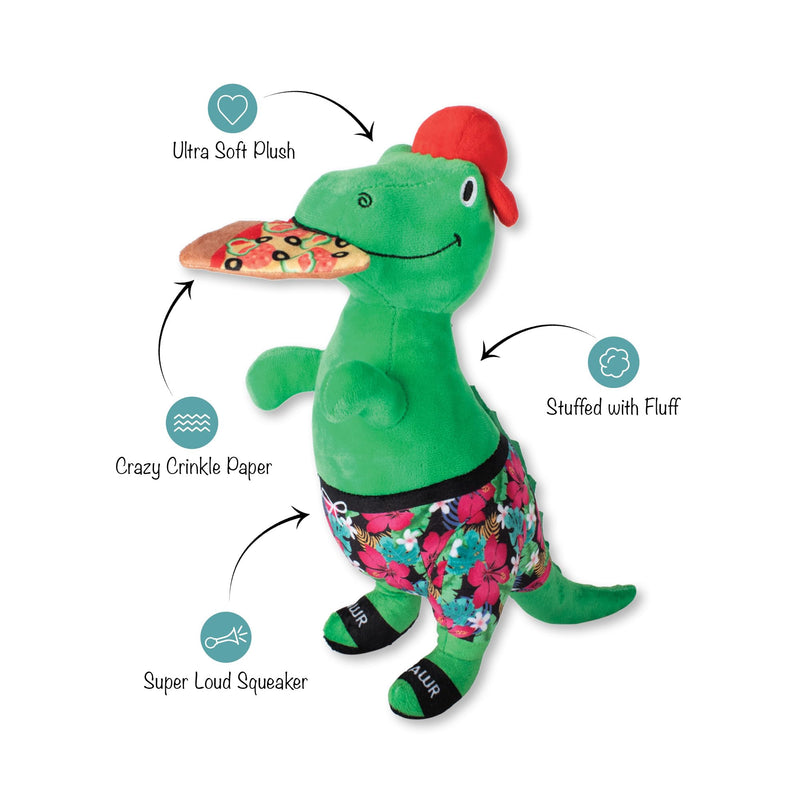 Fringe Studio "Pizzasaurus REX Plush Dog Toy, Pet Shop Collection (314431) Pizzasaurus Rex - PawsPlanet Australia