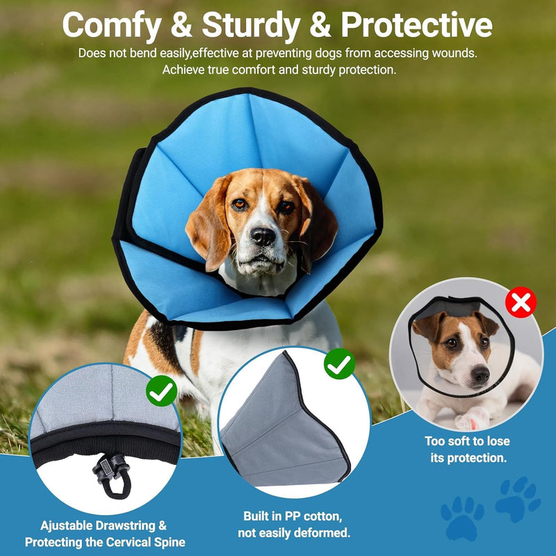Dog Cone Collar for Dogs After Surgery Extra Long, Adjustable Comfy Dog Elizabethan Pet Collar Cone for Large Dogs Anti-Lick Protective Wound (L (Neck Girth: 16.1-19.7in)) L (Neck Girth: 41-50cm) - PawsPlanet Australia