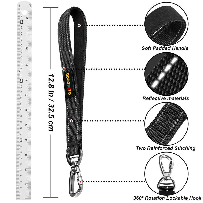 Dog Harness Seat Belt for Car, Dog Car Leash with Car Headrest & Buckle, Reflective Dog Car Harness, Pet 12 Inch Car Harness for Dogs with Padded Handle & Locking Carabiner Clip, Black - PawsPlanet Australia