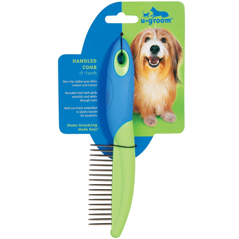 u groom Handled Combs — Easy-to-Use Combs for Grooming Dogs - 17-Tooth Coarse Comb, 7½" 17 Tooth - PawsPlanet Australia