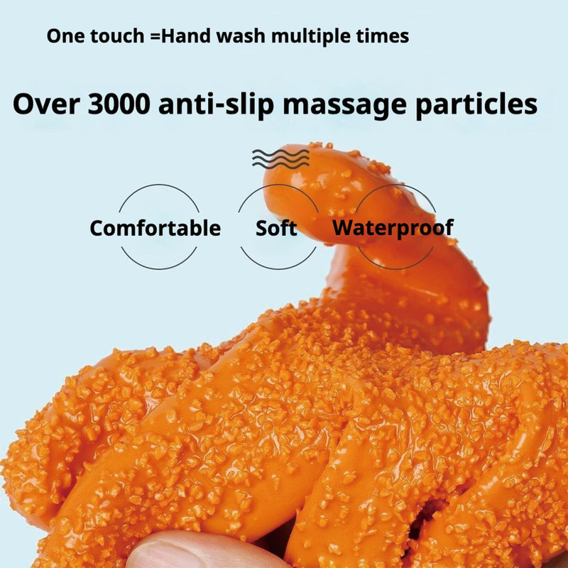 YOFANG Dog Washing Gloves,27.6" Long Rubber Dog Bath Brush, Durable Cat Bite-Proof gloves & Pet Hair Removal Glove with Soft Particles Suitable for Dogs Cats Pet Grooming. Orange - PawsPlanet Australia