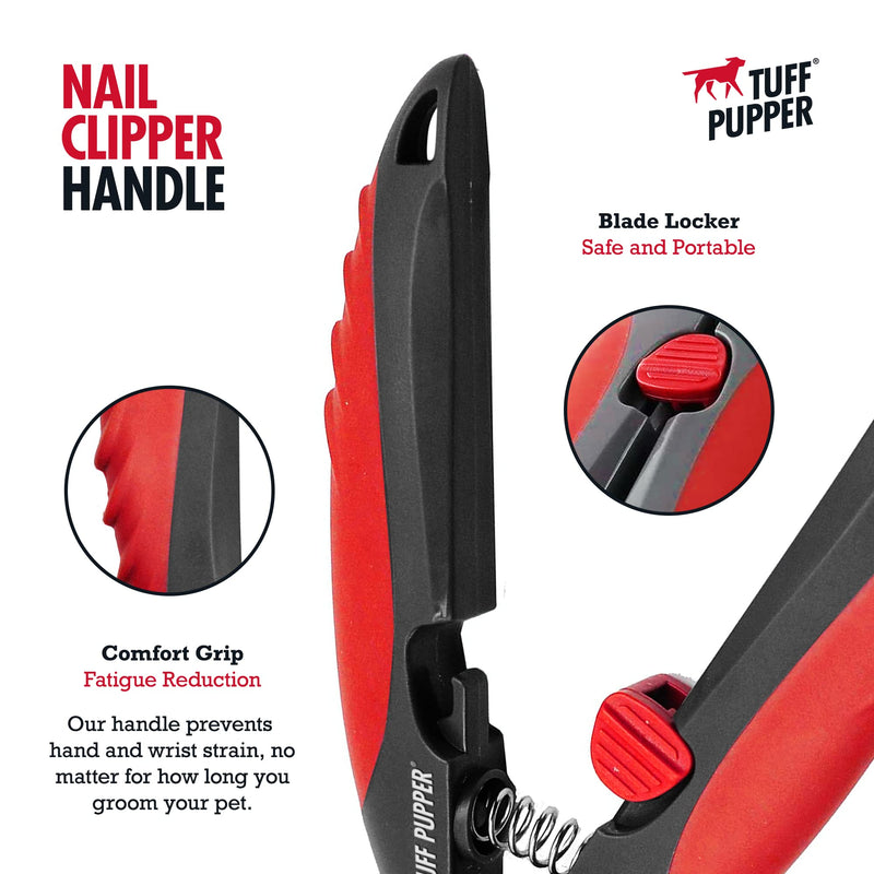 Tuff Pupper Dog Nail Clipper | Bonus Free Nail File | Razor Sharp Stainless Steel Blades | Protective Safety Guard Prevents Over-Cutting | Sturdy Non Slip Handles for Safe Grooming | Medium Large Dogs - PawsPlanet Australia