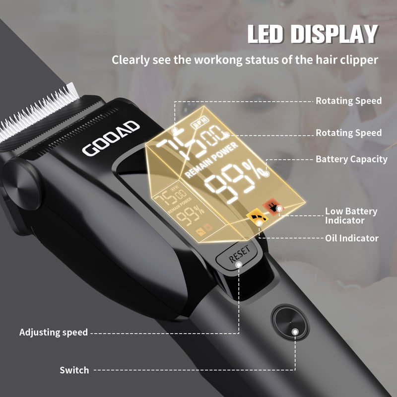 Dog Clippers for Grooming Heavy Thick Hair & Coats, 7500rpm Low Noise Cordless Pet Shaver, Dog Grooming Kit with Paw Trimmer Nail Grinder for Small Large Dogs Black&white - PawsPlanet Australia