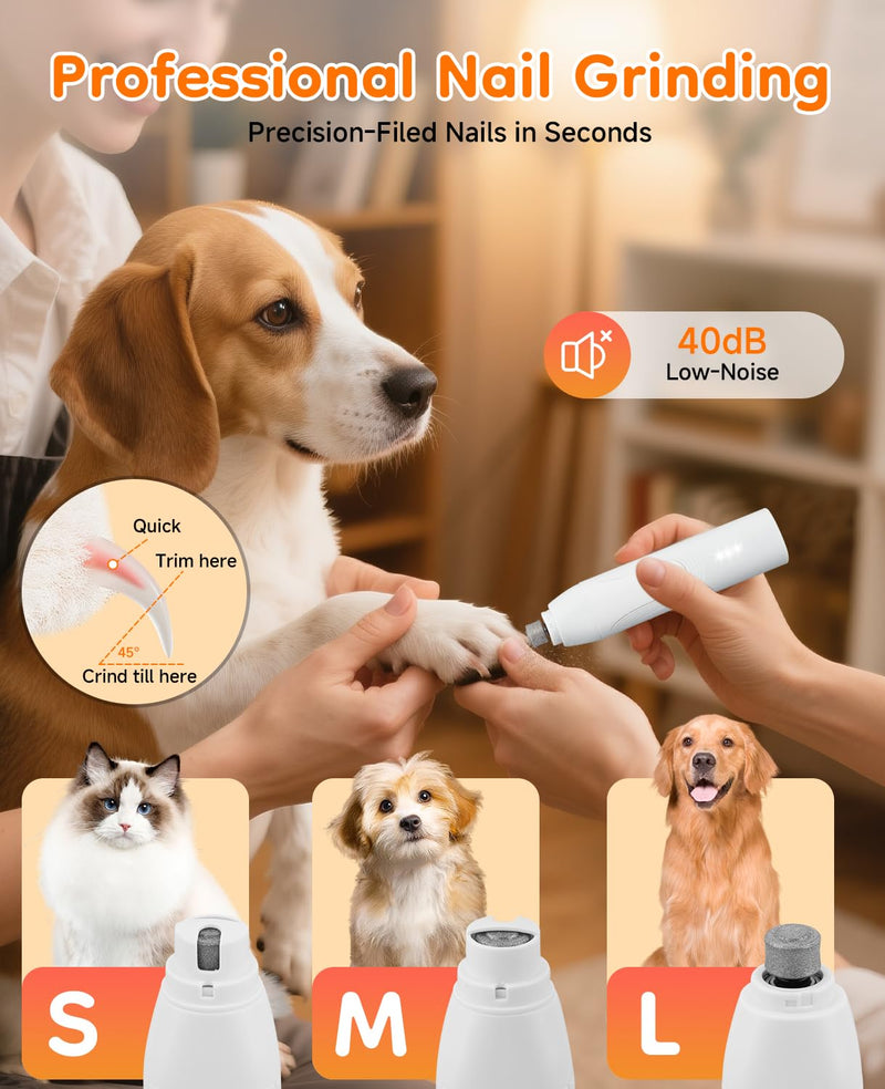 Dog Grooming Kit Quiet, 14 in 1 Dog Hair Trimmers with Paw Nail Grinder & Pet Clippers, Low Noise,Waterproof, Rechargeable, 3 Blades for Paws, Eyes, Ears, Face – Safe for Dogs & Cats - PawsPlanet Australia