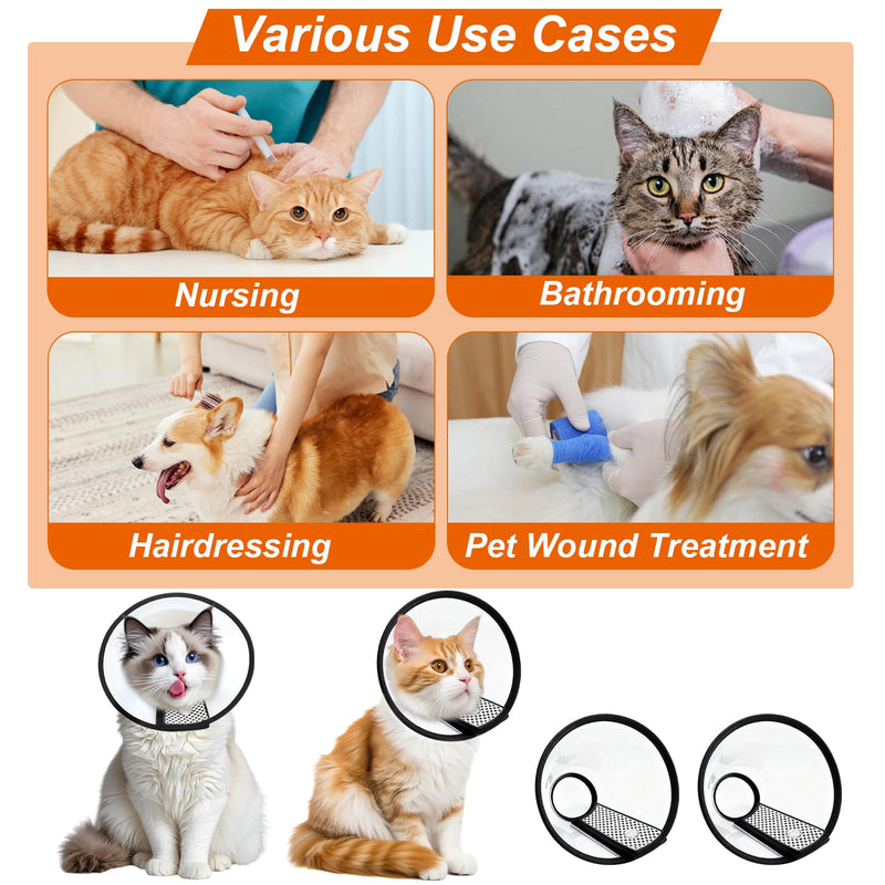 VOSSOT Pet Cone Recovery, Cat Collar, Anti-Leak, Lightweight Plastic Protective Collar, Hygienic Collar for Pets, Post-Operative, Anti-Bite Soft for Cats and Small Dogs, Neck Circumference 22-26 cm