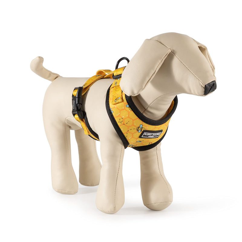 Bee Pattern Yellow Dog Harness No Pull Adjustable Puppy Cat Honeycomb Design Vest Harness Small Dog Breathable Soft Padded Pet Chest Strap (Extra small) Extra small