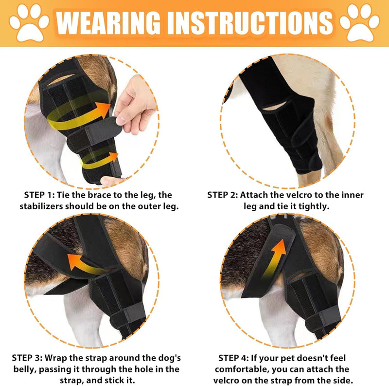 MASBRILL Dog Knee Brace, Adjustable Dog Brace Protector Pads for Back Leg, Dog ACL Hind Leg Brace Cruciate Ligament Care Knee Brace for Dogs Rear Leg, Joint Pain and Muscle Sore - PawsPlanet Australia