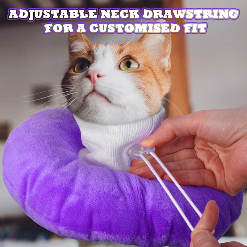 Cat Cones to Stop Licking, Cat Recovery Collar, Soft Donut Collar After Surgery, Adjustable Kitten Doughnut Collars, Elizabethan Collars for Cats, Purple M Medium