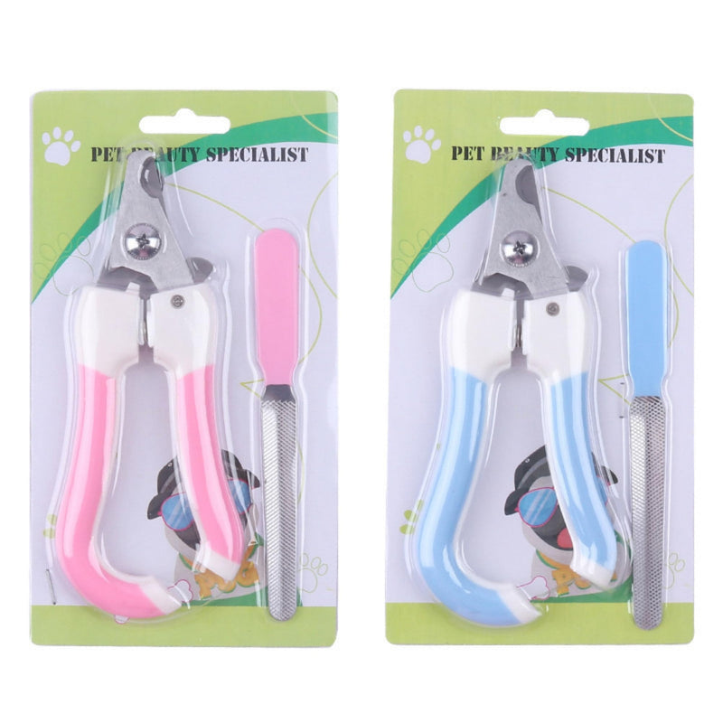 Professional Dog and Cat Claw Care with Nail File, Safety Mechanism, Pet Stainless Steel Claw Pliers, Blue - PawsPlanet Australia