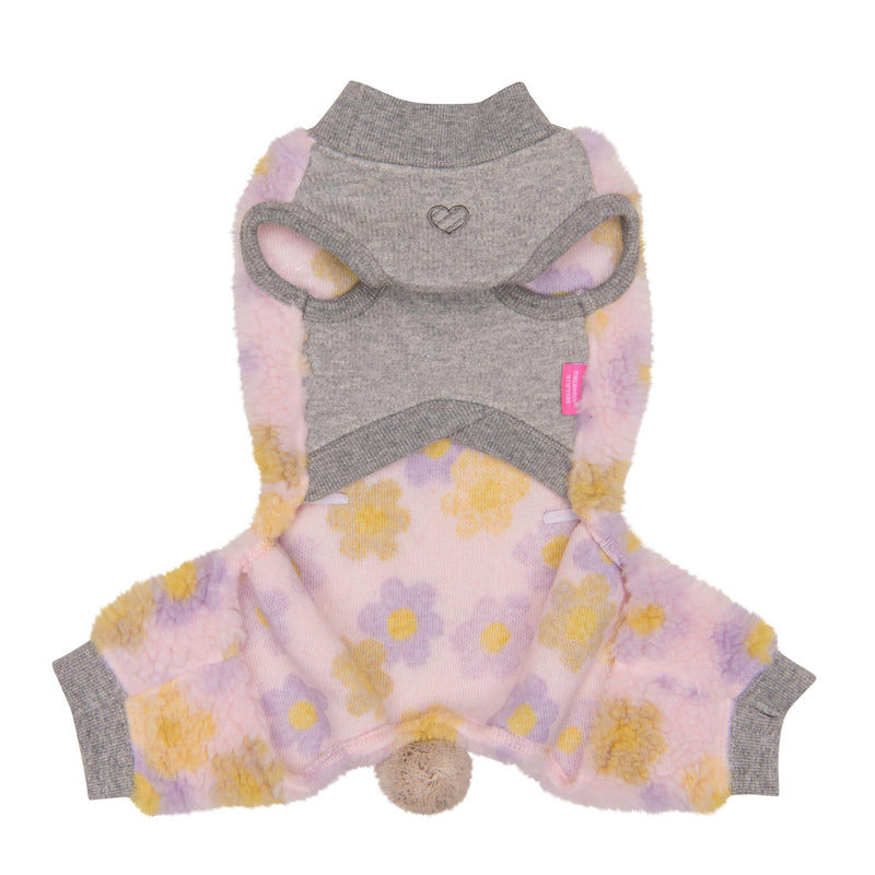 Pinkaholic New York Gigi Cute Winter Mock Neck Jumpsuit with Integrated Harness Flower Pattern for Small and Medium Dogs, Indian Pink, Small - PawsPlanet Australia