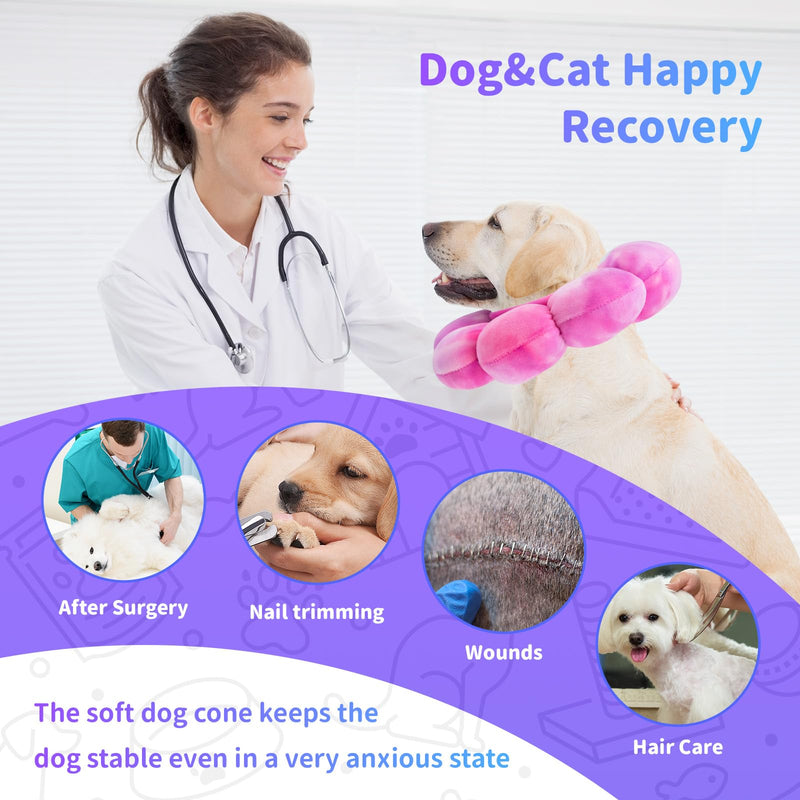Flower Cat Cone, Cat Cone Collar Dog Cone Soft Recovery E-Collar Dog Elizabethan Collar for Dogs and Cats, Cat Cones to Stop Licking(Rose Purple, M) Rose Purple Medium - PawsPlanet Australia