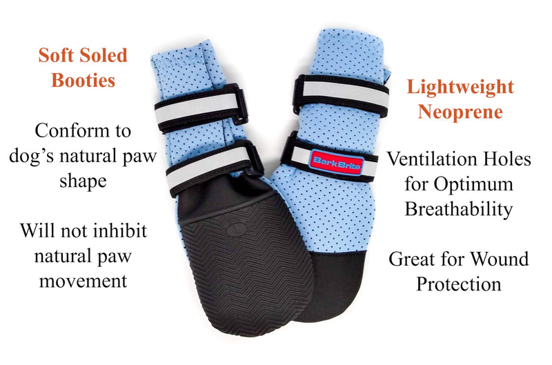 Bark Brite Lightweight Neoprene Paw Protector Dog Boots Designed for Comfort and Breathability in 5 Sizes (Blue Md) Blue Medium