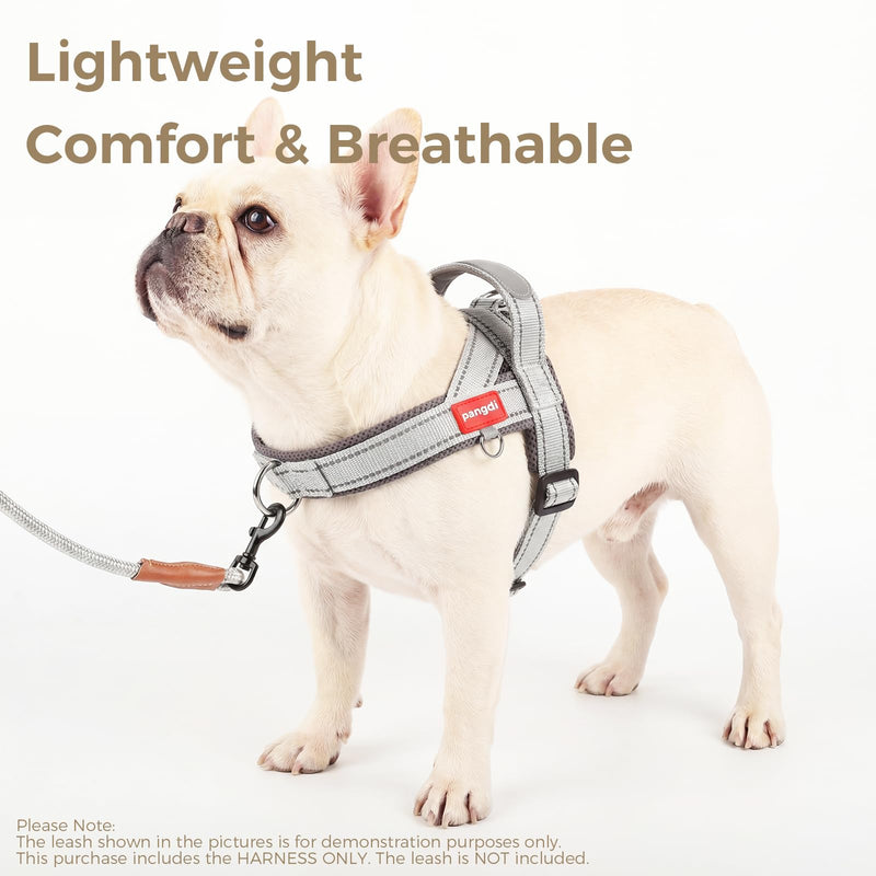 No Pull Dog Harness with Handle, Corgi Adjustable Reflective Dog Vest, Breathable Air Mesh Padded Pet Harness with Front Leash Clip for Small Medium Dogs, Light Grey, XL X-Large - PawsPlanet Australia