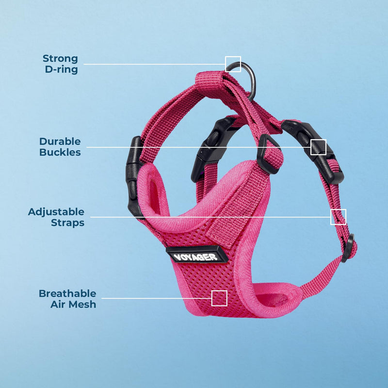 Voyager Step-in Pet Harness - All Weather Mesh, Adjustable Step in Harness for Cats and Dogs by Best Pet Supplies - Fuchsia, L Harness (Fuchsia) L (Chest: 20 - 25") - PawsPlanet Australia