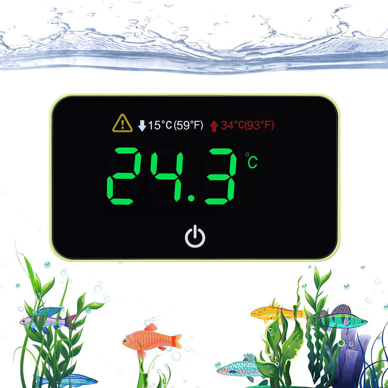 Fish Tank Digital Thermometer Digital Aquarium Thermometer LED Display Stick-on Fish Tank Thermometer Default HI/LO Alarm Cordless Tank Temperature Sensor with LED Touch Screen Rectangular - PawsPlanet Australia
