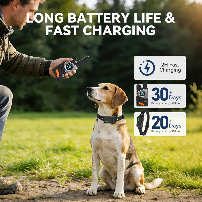 CanineJoy Dog Shock Collar and Automatic Bark Collar - 2-in-1 4200FT Dog Training Collar with Remote Control, Waterproof Electric Collar with 4 Training Modes, Security Lock, Rechargeable E-Collar - PawsPlanet Australia