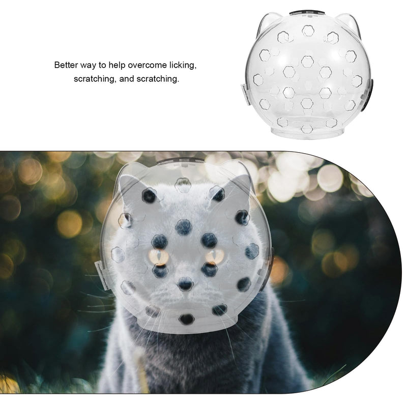 ABOOFAN Cat Anti-Bite Helmet made of ABS with Transparent Hood for Better Visibility Protective Helmet for Wound Healing in Cats Size S Comfortable Head Protection