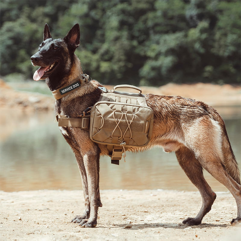 EXCELLENT ELITE SPANKER Dog Pack Hound Dog Saddle Bag Backpack for Travel Camping Hiking Medium & Large Dog with 2 Capacious Side Pockets(COB-L) Coyote Brown - PawsPlanet Australia