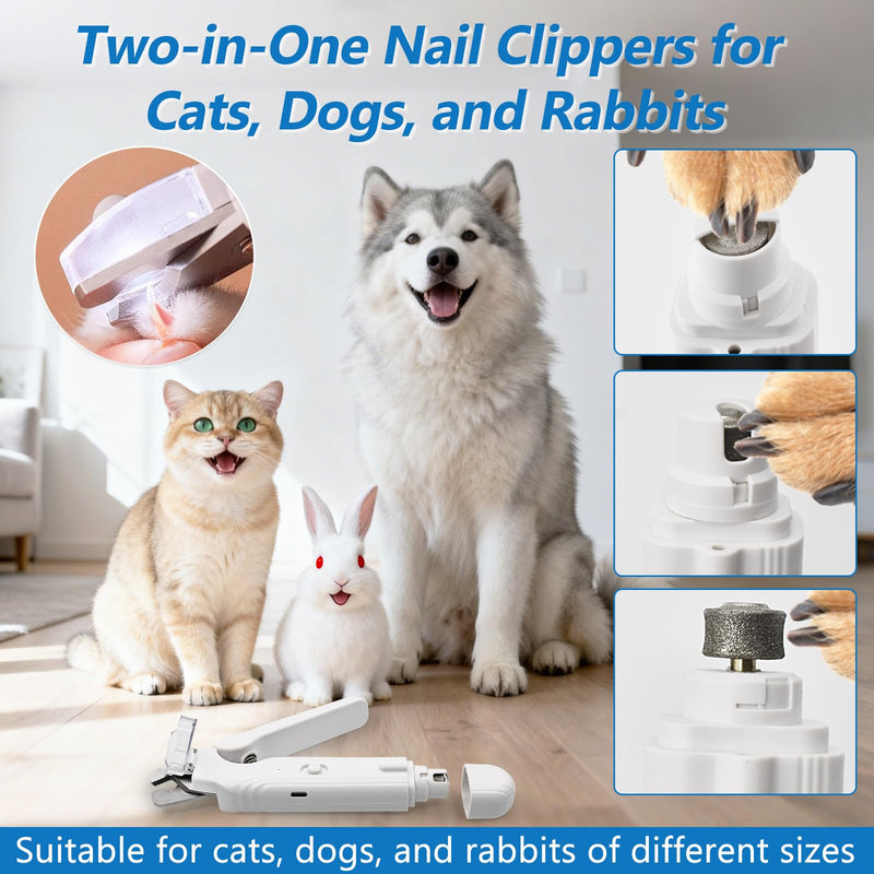 2-in-1 Led Cat Dog Nail Clipper & Nail Grinder with Lights,Rechargeable Pet Nail Trimmers with Nail File,Protective Guard,Quick Sensor,Pet Claw Clippers for Large Medium Small Dogs Cats Rabbits - PawsPlanet Australia