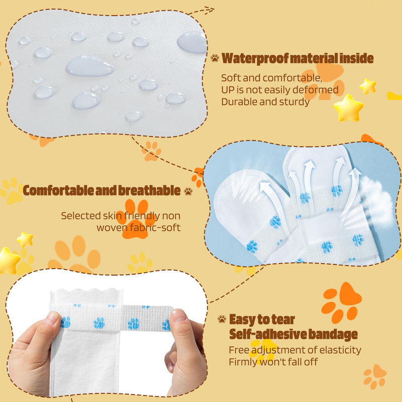 40Pcs Disposable Dog Booties for Paw Protection Dog Feet Covers Pet Shoes for Dogs Paw Wound Recovery Protectors with 2 Roll Dogs Paw Bandage for Medium Large Breeds(Blue, 40 Pack) Blue - PawsPlanet Australia