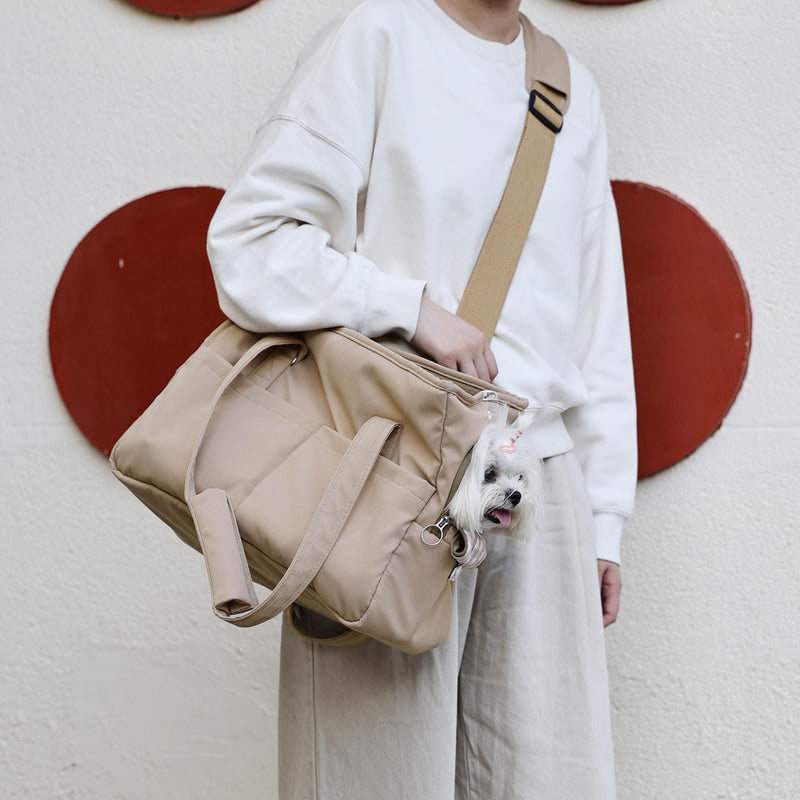 Pet Dog Casual Crossbody Bag, Hands-Free One Shoulder Soft Edged Pet Bag, Fully Open Sunroof Cover with Mesh Window and Large Front Pocket, Pet Carrier Purse for Small Dog Cat（Can Hold 10 Pounds） - PawsPlanet Australia