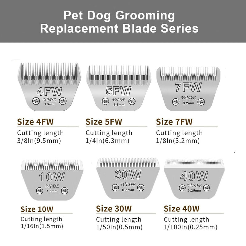 Wide Blades for Dog Grooming Blades Compatible with Andis,Oster A5,Wahl km10 Dog Clippers Stainless Steel Blades Blades for Animal Dog,Cat,Horse, (#4FW(9.5mm)) #4FW(9.5mm) - PawsPlanet Australia