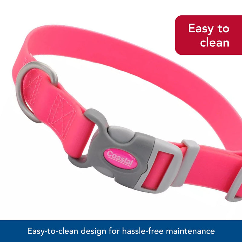 Coastal Pet - Pro Adjustable Waterproof Dog Collar with Waterproof Coated Webbing - Fuschia - 3/4” x 10"-14” 3/4" x 10"-14" (Pack of 1) Fuscia - PawsPlanet Australia