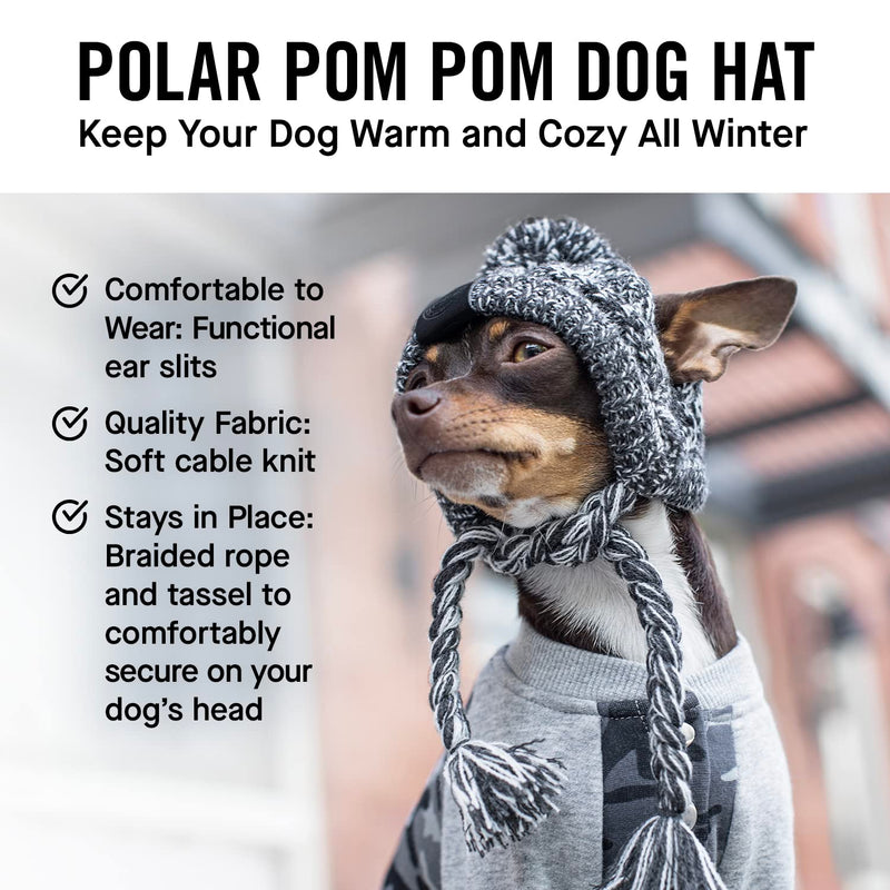 Canada Pooch Winter Dog Hat Pom Pom Hat Dog Beanie Knitted Warm Dog Hat for Small Medium Large Dogs L Charcoal - PawsPlanet Australia