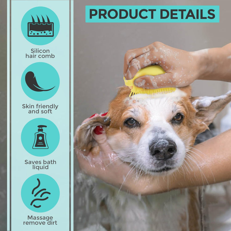 6 in 1 Dog Washing Kit for Loving Dogs & Cats - Dog Bath Brush, Dog Shampoo Brush, Dog Scrubber for Bath, Dog Washing Gloves and Mittens for Short & Long Haired Dog/Cat - Pets Love It! - PawsPlanet Australia