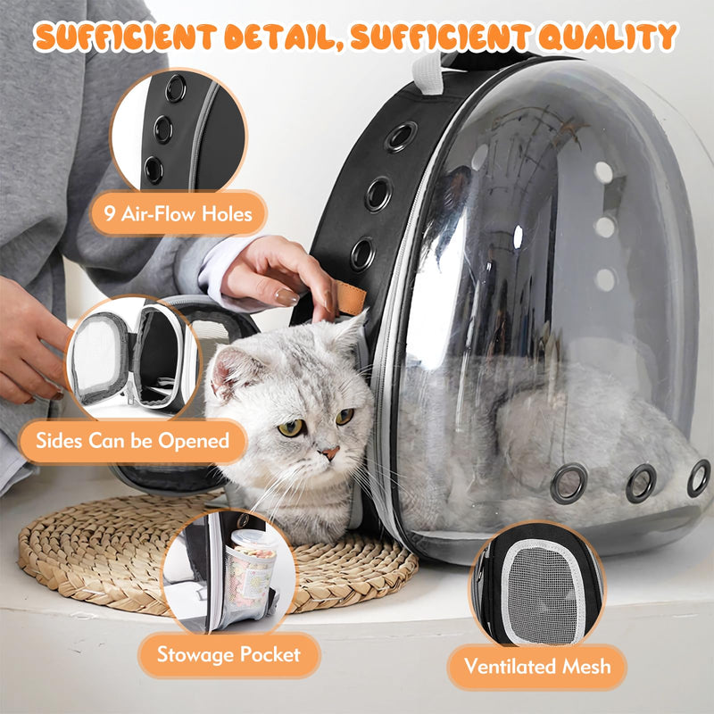Cat Carrier Backpack, Cat Carrier Backpack for Small Medium Cat Puppy Dog, Transparent Space Capsule Pat Carrier Backpack, Airline-Approved Pet Carrier, Designed for Travel Hiking Walking Camping - PawsPlanet Australia