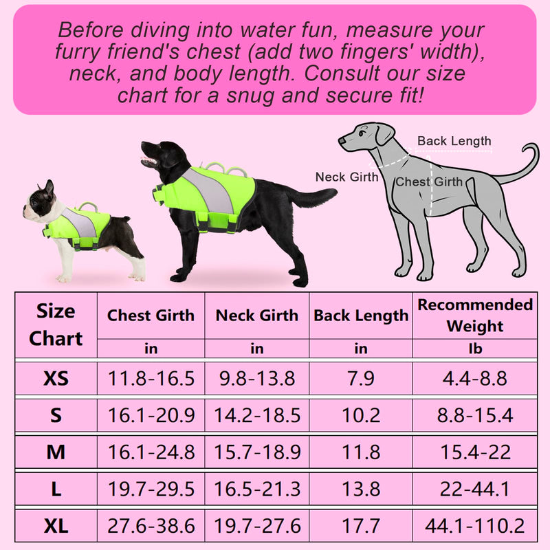 Fragralley Safety Dog Life Jacket, High Buoyancy & Reflective Dog Life Vest for Swimming, Boating, Surfing, Rescue Handle Float Preservers Vests for Small Medium Large Dogs - S (Single Handle) Small (Single handle) Green+Grey