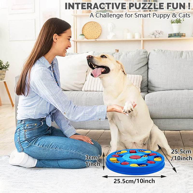 Dog Puzzle Toys Interactive Puzzle Game Dog Toy for Smart Dogs IQ Stimulation Treat Puzzle Toy for Dogs Treat Training , Puzzle Slow Feeder to Aid Pets Digestion (Advanced Level 2-3) Navy Blue