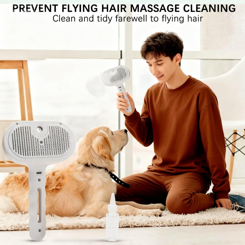 Pet Steam Brush for Cats and Dogs, 3 In 1 Steamy Cat Brush with Release Button and Tank, Anti-Static Pet Spray Hair Removal Comb, Rechargeable Dog Steam Comb for Furry (White) White - PawsPlanet Australia