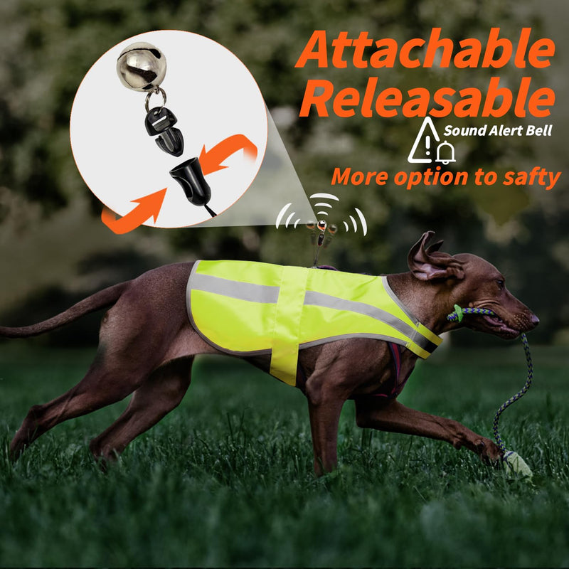 Reflective Dog Vest for Small and Medium Breeds, High Visibility Dog Safety Vest with Removable Bell Keep Safe from Hunting, Training & Cars Accidents Neon Green S - PawsPlanet Australia
