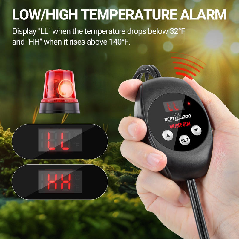 REPTI ZOO Reptile Thermostat Wide Range Temperature Controller Reptile Heat Pad Digital Thermostat Waterproof Seedling Heat Mat Thermostat for Turtles, Lizards, Frogs, Hermit Crabs, Snakes, Plants - PawsPlanet Australia
