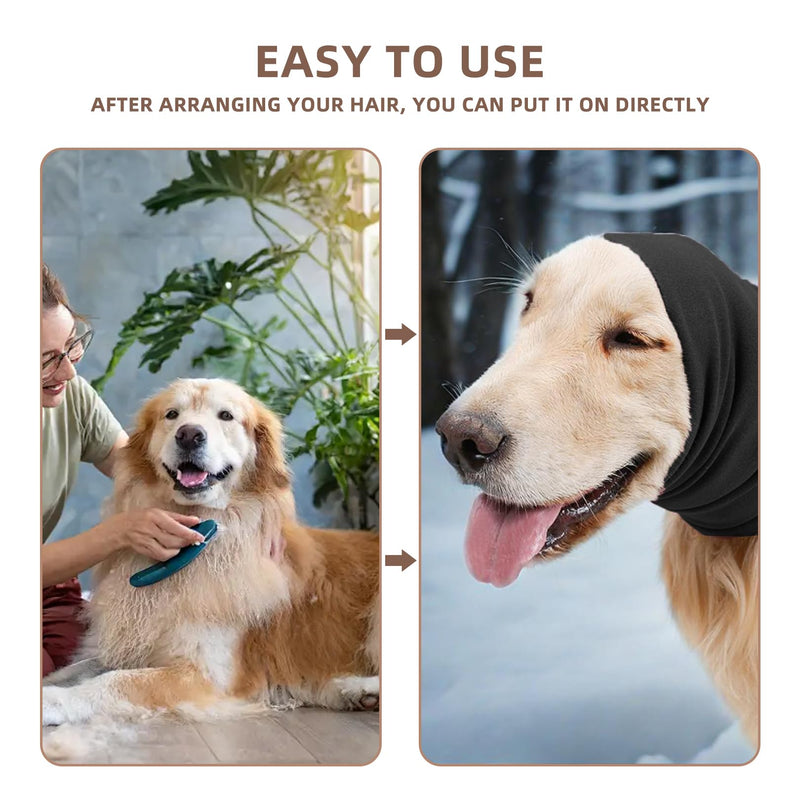 AHEJIOO Pack of 2 Pet Warm Earmuffs, Hearing Protection Dog, Warm Dog Ear Protection, Pet Earmuffs, Anxiety, Elastic, Washable, Dog Scarf for Wind, Cold, Anxiety & Noise (Black/Grey)
