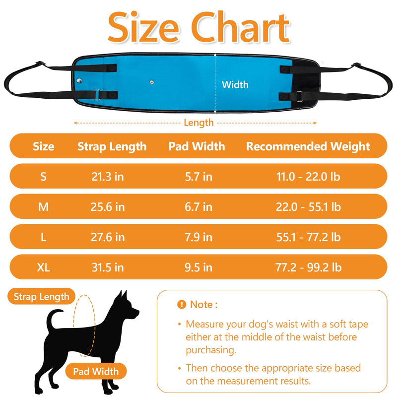 Dog Lift Harness Dog Sling for Large Dogs, Portable Dog Carrier Sling for Back Legs, Ajustable Hip Support Harness for Weak Rear Leg, Assist Senior Disabled Joint Injuried and After ACL Medium Blue - PawsPlanet Australia