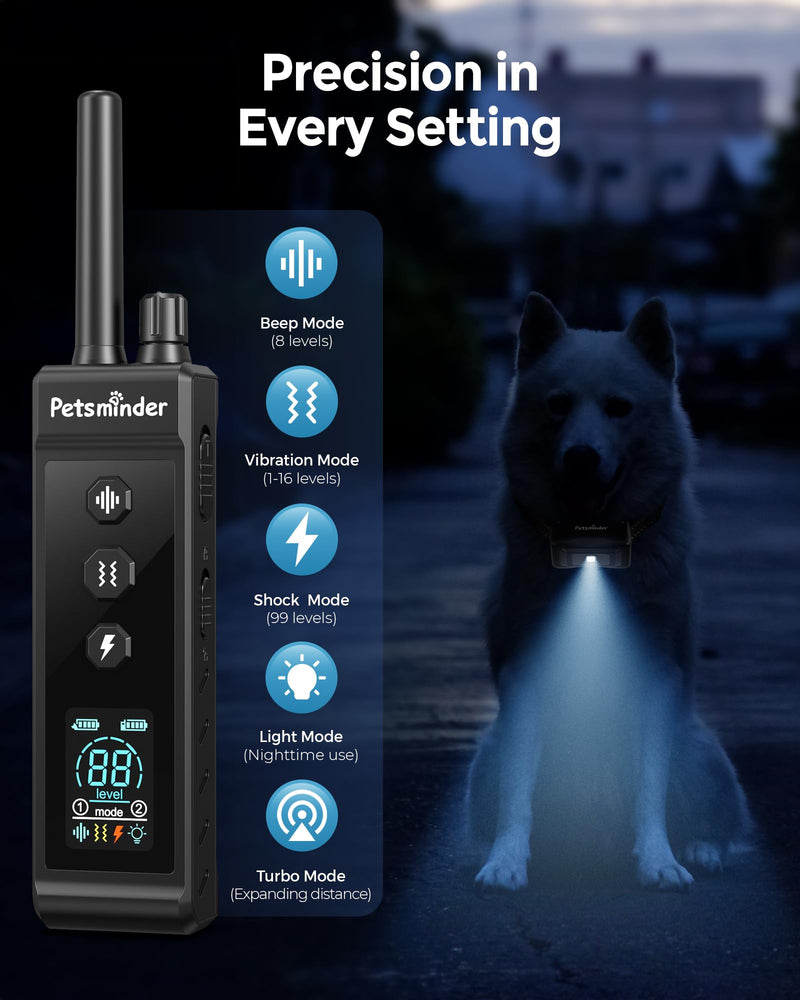 Dog Shock Collar, 4000FT Rechargeable Dog Training Collar with Remote IP67 Waterproof, Adjustable Beep/Vibration/Shock Modes, 5 Training Modes for All Breeds, Sizes (10-150lbs) for 1 dog - PawsPlanet Australia