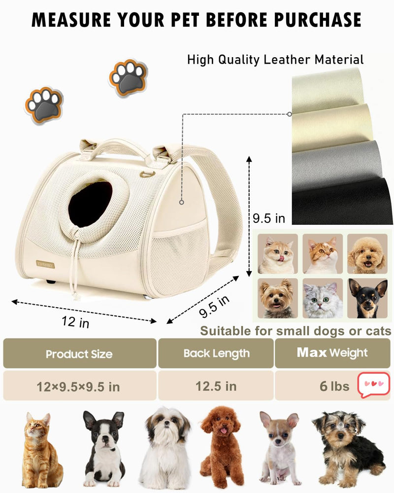 Pet Dog & Cat Chest Carrier Backpack,Adjustable Ventilated Carrier for Small Dogs Cats,Front Facing Puppy Carrier Backpack,Lightweight Doggy Backpack for Travel Hiking Outdoor (Beige) Beige - PawsPlanet Australia