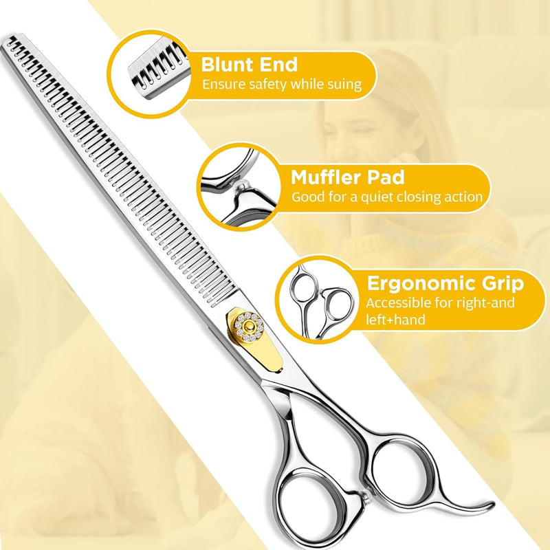 Gimars 8 Inch Sharp 54 Teeth Professional Dog Grooming Scissors Heavy Duty 440C Stainless Steel Ergonomic Pet Grooming Scissor for Dogs, Cats and Other Animals 8 in 54 Teeth Thinning Shear - PawsPlanet Australia