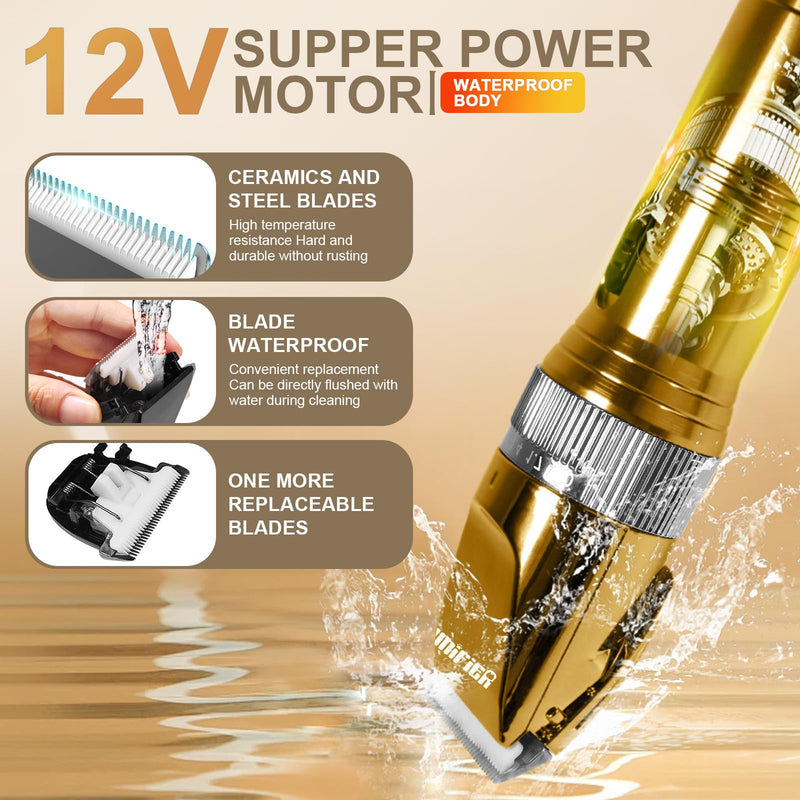Professional Dog Grooming Clippers for Thick Coat - Dog Hair Trimmer for Grooming- Sheep Shears for Thick Hair – Pet Grooming Clippers for Dogs, Cats, Sheeps, Horse (Gold) Gold - PawsPlanet Australia