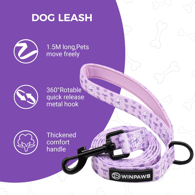 Dog Harness and Lead, Bow Tie Collar Set with Dog Poop Bag Holder and Bandanas, Escape Proof Adjustable Puppy Cat Vest with Soft Mesh Padded, Pet Supplies for Small Medium Dogs Kitten(Purple Rabbit,S) S（Chest：36-52cm,Neck:27-36cm） Purple Rabbit - PawsPlanet Australia