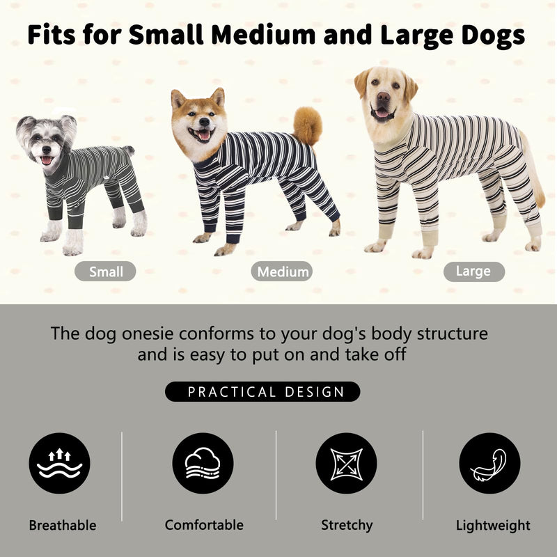 Dog Recovery Suit Female Spay Surgical for Dogs After Surgery | Anti-licking, wound protection, breathable, lightweight, collar alternative, button closure design, for small medium dogs Black L