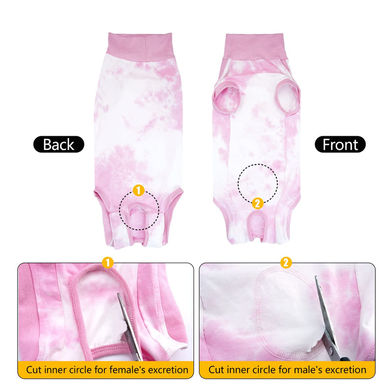 Dog Recovery Suit, Abdominal Wound After Surgery Wear, Prevent Licking Wounds, E-Collar & Cone Alternatives, Tie Dye Dog Surgical Shirt Dog Spay Bodysuit Anti Shedding(2XL, Pink) XXL - PawsPlanet Australia